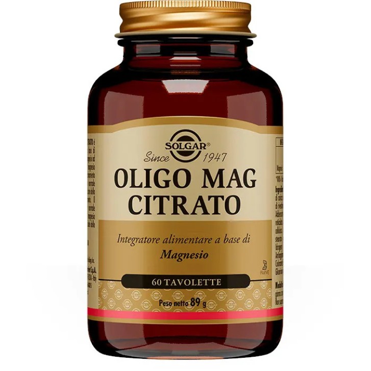 Oligo Mag Citrato Integratore Magnesio 60 Tavolette - Solgar Oligo Mag Citrato Integratore Magnesio 60 Tavolette - Solgar