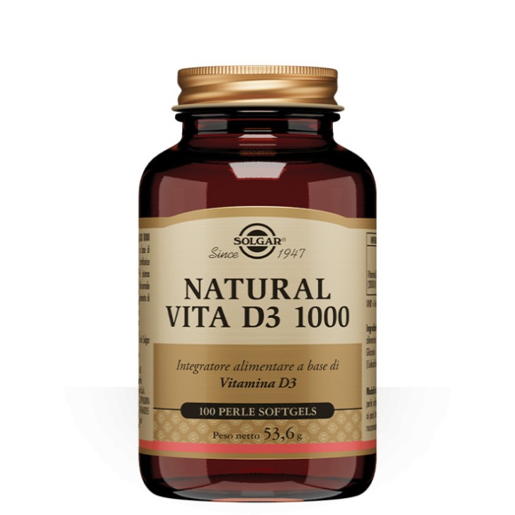 Natural Vita D3 1000 Integratore Vitamina D 100 Perle Softgels - Solgar