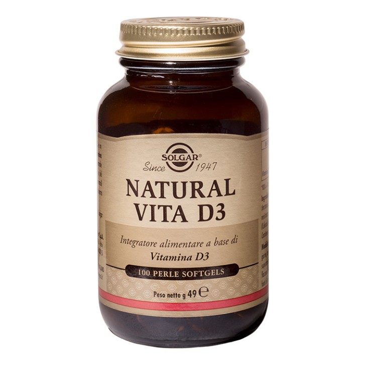 Natural Vita D3 Integratore Benessere Ossa e Sistema Immunitario 100 Perle Softgels - Solgar