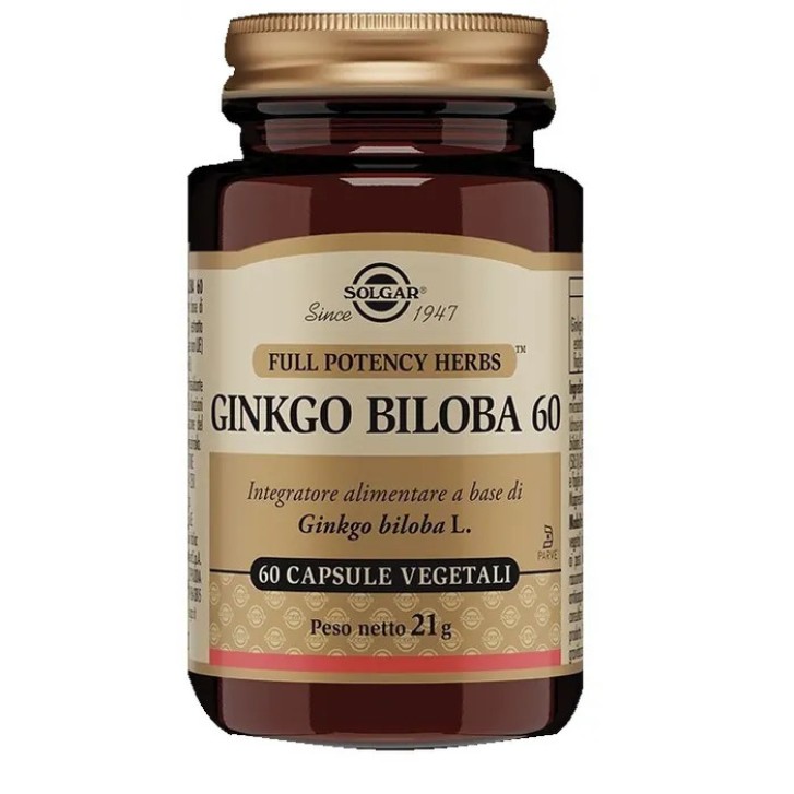 Ginkgo Biloba 60 Capsule Vegetali Integratore Memoria e Funzioni cognitive - Solgar