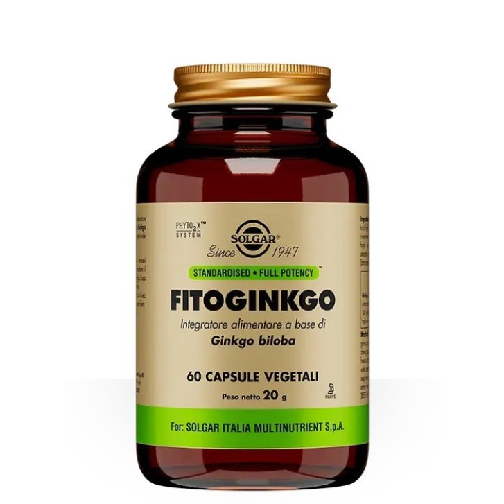 Fitoginkgo Integratore per Circolazione e Memoria 60 Capsule Vegetali - Solgar Fitoginkgo Integratore per Circolazione e Memoria 60 Capsule Vegetali - Solgar