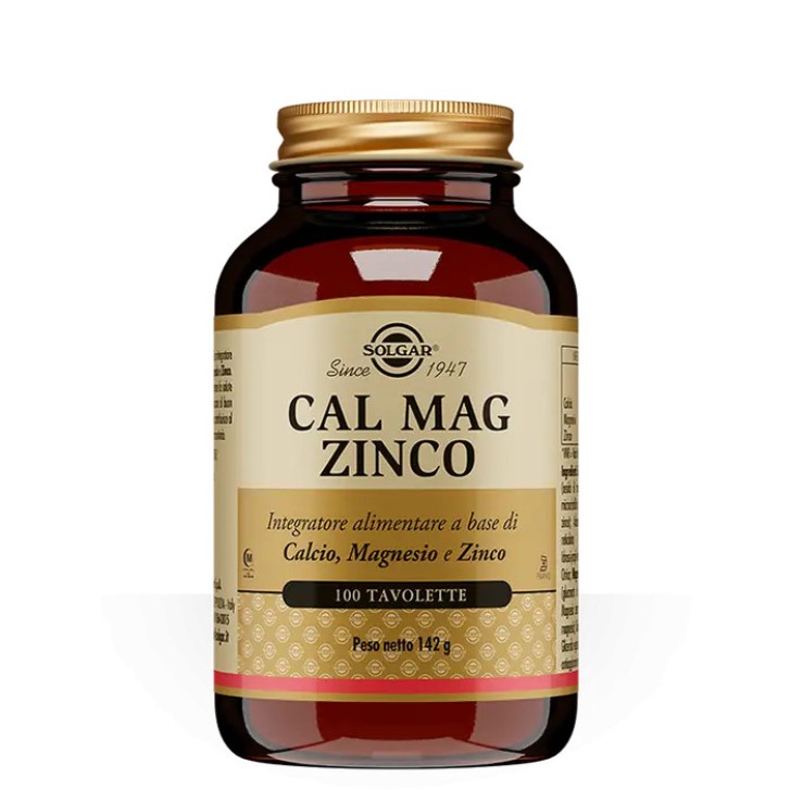 Cal Mag Zinco Integratore per Ossa e Muscoli 100 Tavolette - Solgar