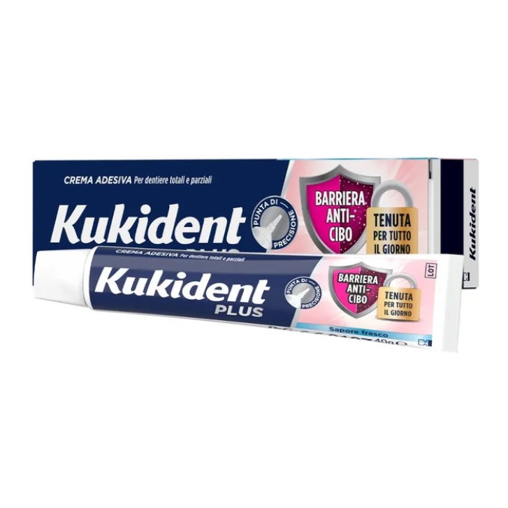 Kukident Plus Barriera Anti-Cibo Crema Adesiva Protesi Dentali - Kukident