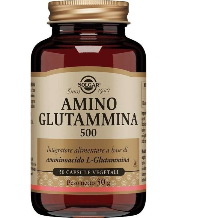 Amino Glutammina 500 Integratore con L-Glutammina 50 Capsule Vegetali - Solgar Amino Glutammina 500 Integratore con L-Glutammina 50 Capsule Vegetali - Solgar