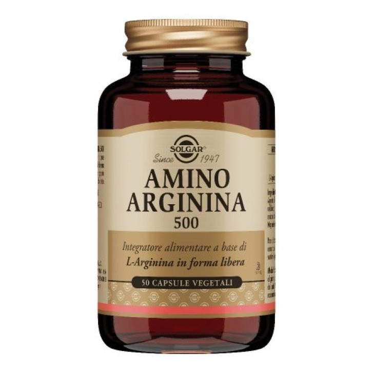 Amino Arginina 500 Integratore Alimentare per Disfunzione Erettile, 50 Capsule Vegetali - Solgar Amino Arginina 500 Integratore Alimentare per Disfunzione Erettile, 50 Capsule Vegetali - Solgar