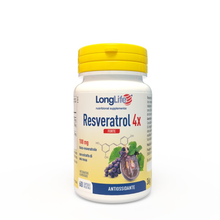 Resveratrolo 4X Forte Integratore Antiossidante 60 Capsule - Longlife