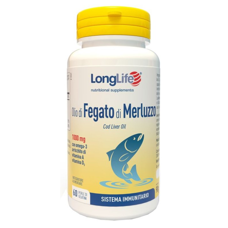 Longlife Olio di Fegato di Merluzzo 1000mg 60 Perle - Longlife Longlife Olio di Fegato di Merluzzo 1000mg 60 Perle - Longlife