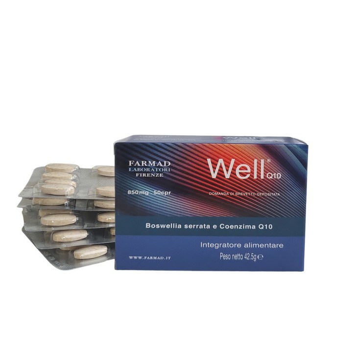 Well Q10 Integratore con Coenzima Q10 50 Compresse - Farmad Laboratori Firenze Well Q10 Integratore con Coenzima Q10 50 Compresse - Farmad Laboratori Firenze