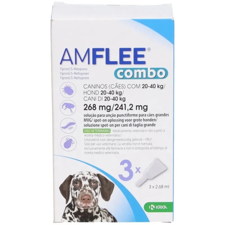 Amflee Combo Spot-On Cani 20-40kg 3 Pipette Antiparassitario Pulci Zecche - KRKA Amflee Combo Spot-On Cani 20-40kg 3 Pipette Antiparassitario Pulci Zecche - KRKA