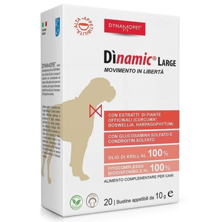 Dènamic Large Alimento Complementare Cani Supporto Articolazioni 20 Bustine - Dynamopet Dènamic Large Alimento Complementare Cani Supporto Articolazioni 20 Bustine - Dynamopet