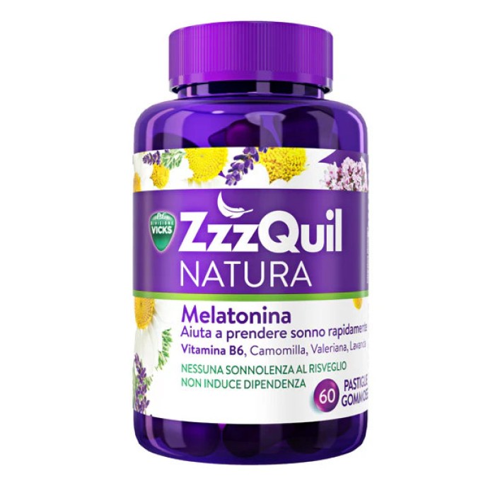 ZzzQuil Natura Integratore Sonno Melatonina 60 Pastiglie Gommose - Vicks ZzzQuil Natura Integratore Sonno Melatonina 60 Pastiglie Gommose - Vicks