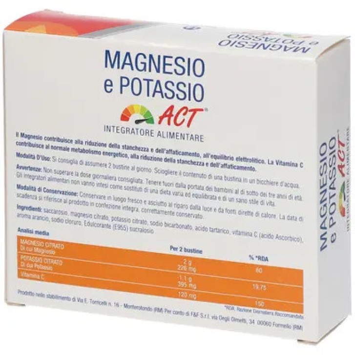 Magnesio Potassio Act Integratore 14 Bustine - F&F