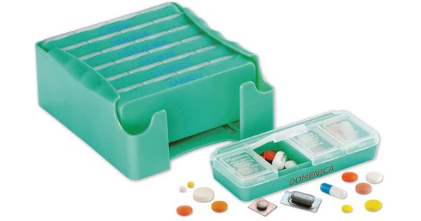 ISAKEN Portapillole Settimanale In Alluminio 7 Giorni: Mini Organizer Portatile Con Chiavetta, Argento/nero - 2