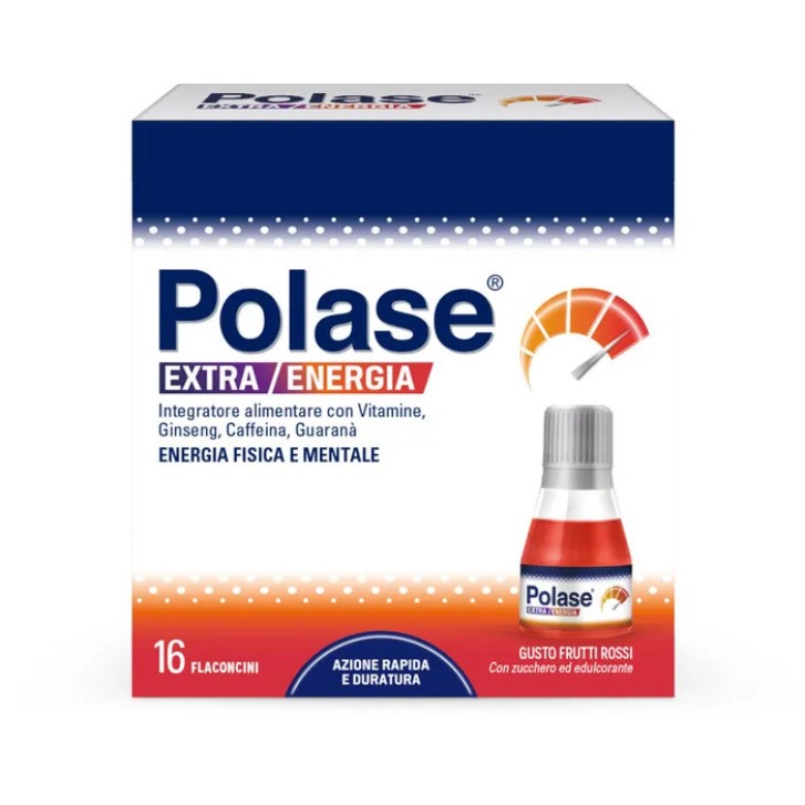 Polase Extra Energia Integratore Alimentare Vitamina B, Vitamina C, Ginseng e Guaranà - 16 Flaconcini - Polase
