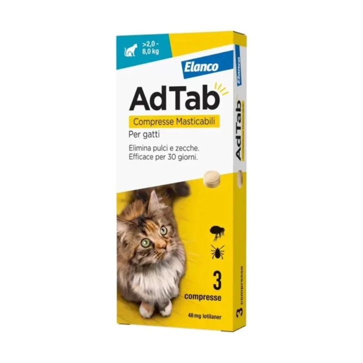 AdTab Compresse Masticabili Gatti 2-8kg 48mg - Elanco AdTab Compresse Masticabili Gatti 2-8kg 48mg - Elanco
