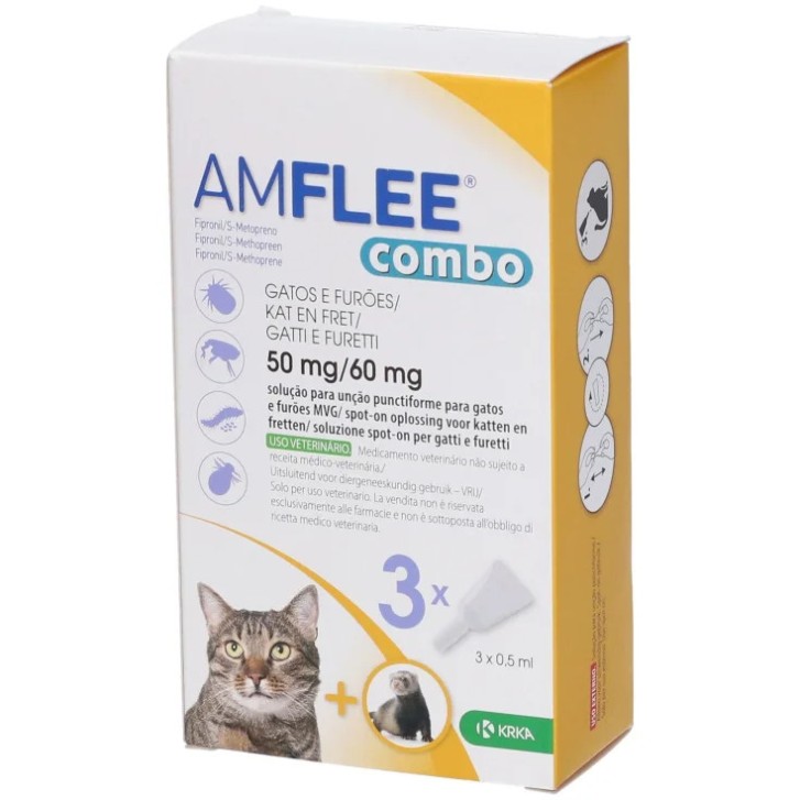 Amflee Combo Soluzione Spot-On Gatti e Furetti 3 Pipette - Krka Farmaceutici Amflee Combo Soluzione Spot-On Gatti e Furetti 3 Pipette - Krka Farmaceutici