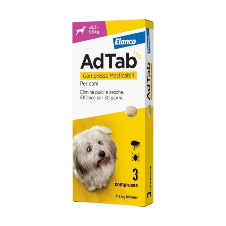 AdTab Compresse Masticabili per Cani 2,5-5,5kg, 112mg - AdTab AdTab Compresse Masticabili per Cani 2,5-5,5kg, 112mg - AdTab