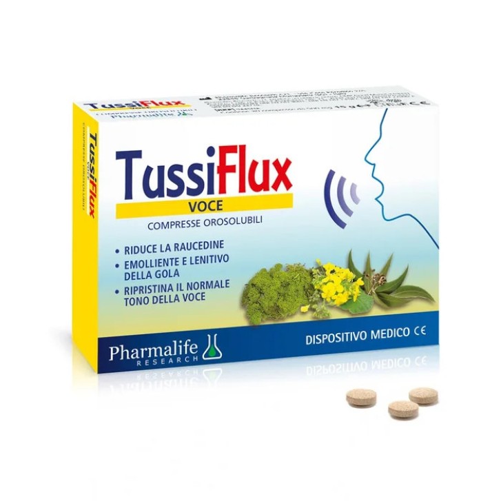 Tussiflux Voce Dispositivo Medico per Gola 30 Compresse Orosolubili - Pharmalife Research