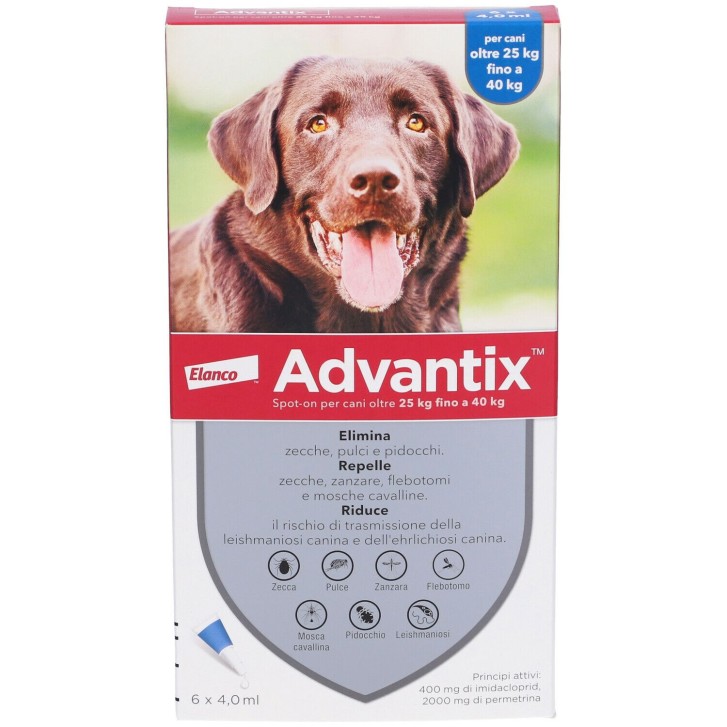 Advantix Spot On Cani 25-40 Kg Soluzione 6 Pipette - Advantix Advantix Spot On Cani 25-40 Kg Soluzione 6 Pipette - Advantix