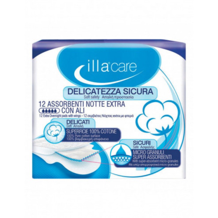 Illa Care Assorbenti Notte Extra con Ali 12 Pezzi - Illa