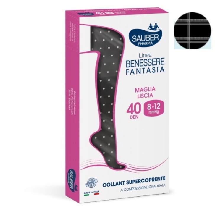 Collant Supercoprente Fantasia British Bianco Nero Taglia 4 - Sauber