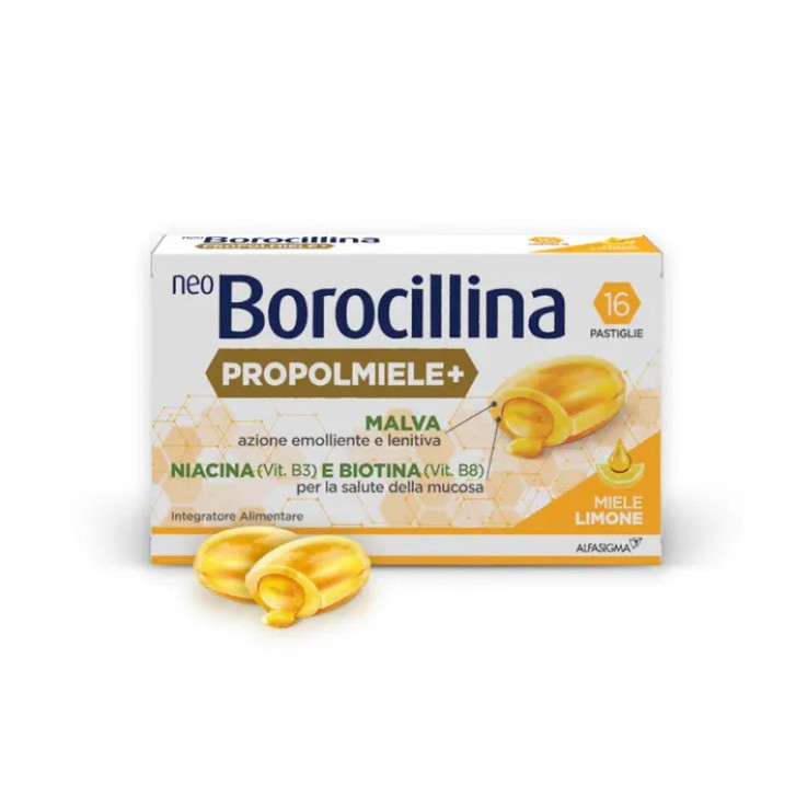 Neoborocillina Propolmiele+ Miele Limone 16 Pastiglie per Gola - Neoborocillina
