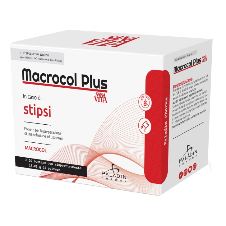 Macrocol Plus Integratore Polvere per Stipsi 20 Bustine 13,81g - Sanavita Macrocol Plus Integratore Polvere per Stipsi 20 Bustine 13,81g - Sanavita