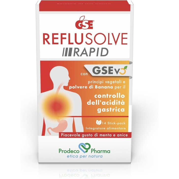 GSE Reflusolve Rapid Integratore Reflusso Gastroesofageo 14 Stick Pack - GSE