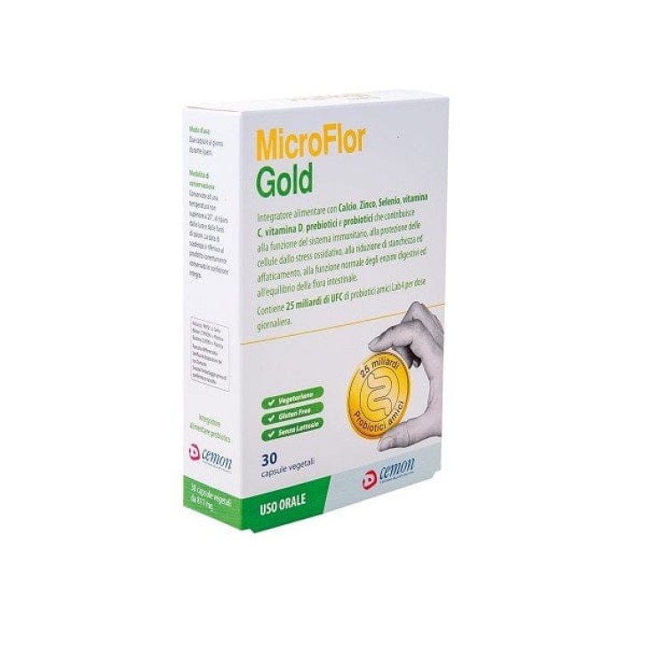 MicroFlor Gold Integratore Probiotici 30 Capsule Senza Glutine e Lattosio - CEMON