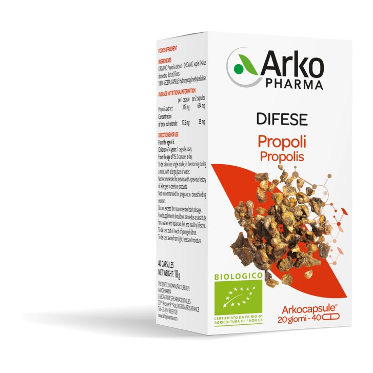 Propoli Bio integratore per difese immunitarie 40 capsule vegetali - Arkofarm