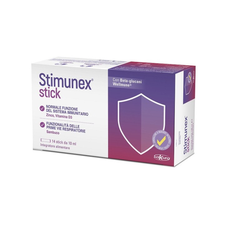 Stimunex integratore sistema immunitario sambuco glucani zinco D3 14x10 ml - Sakura Italia