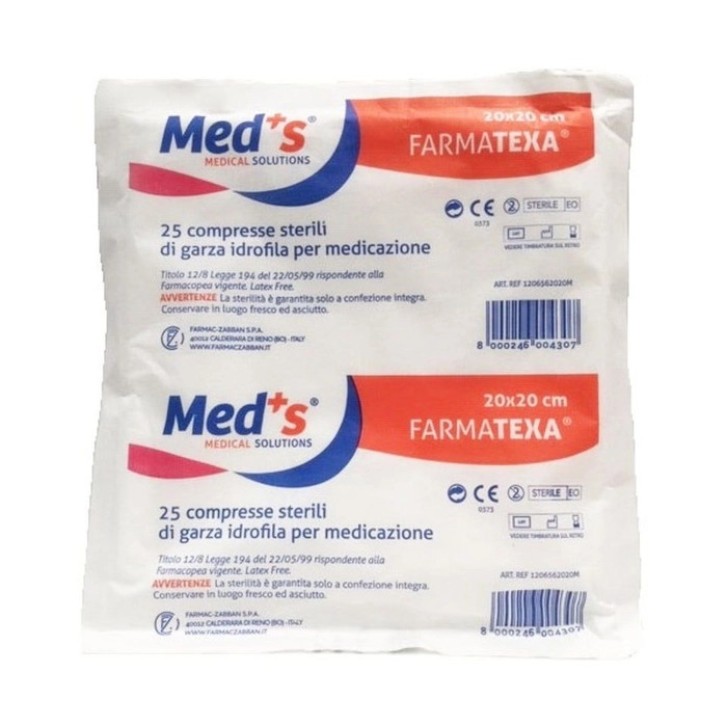 Compresse di garza sterili per medicazione 20 x 20 cm 25 pezzi senza lattice - Med\'s
