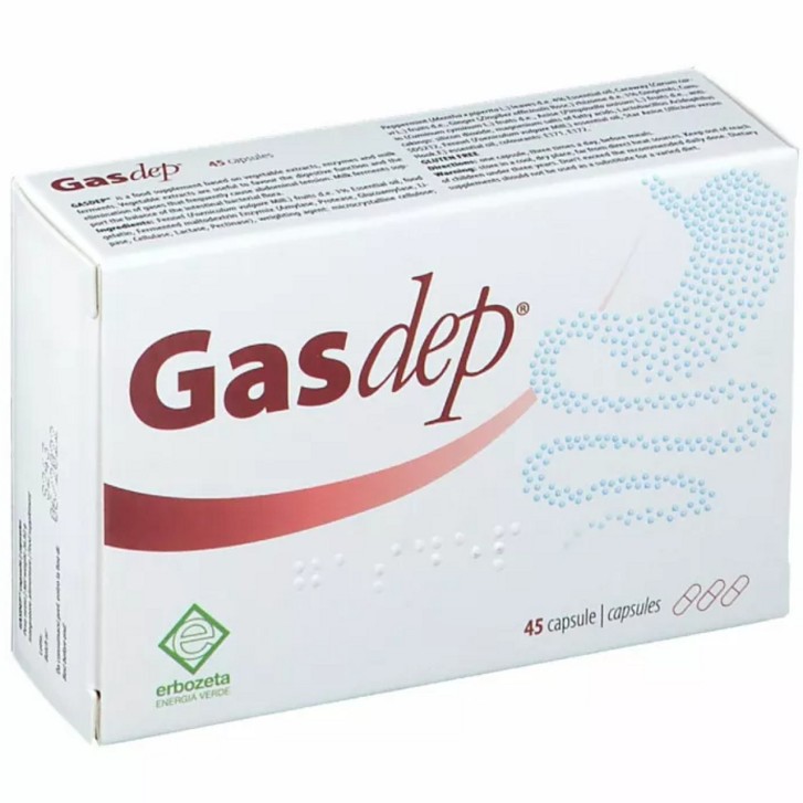 Gasdep integratore digestivo eliminazione gas 45 capsule senza glutine - Erbozeta