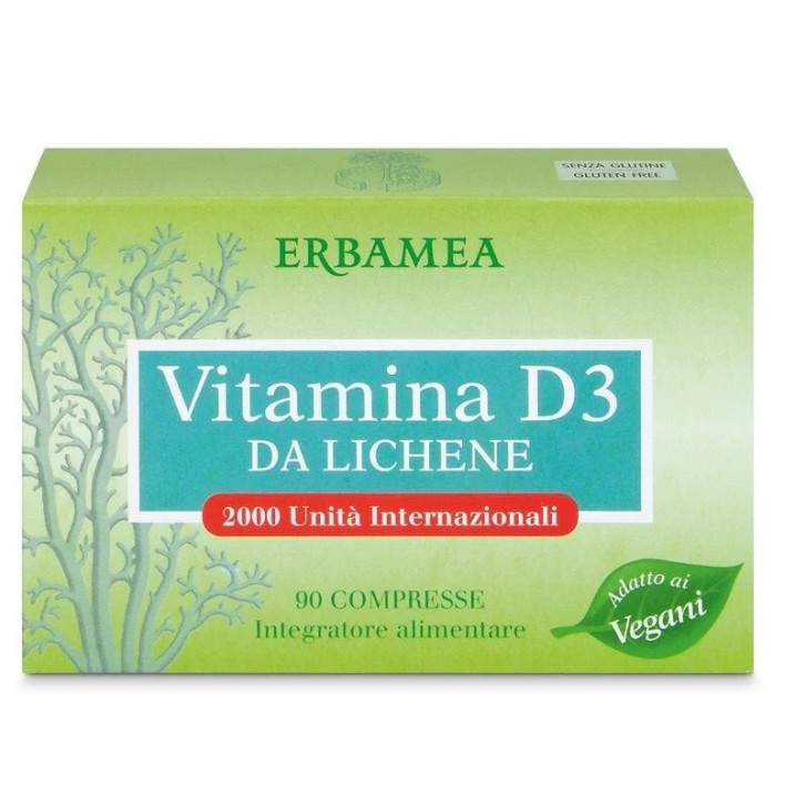 Vitamina D3 da Lichene Integratore Vegano 50mcg 90 Compresse - Erbamea