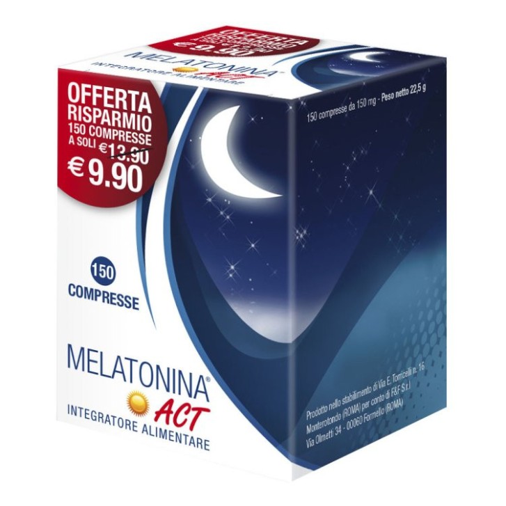 Melatonina Integratore Alimentare per il Sonno 1mg 150 Compresse - F&F