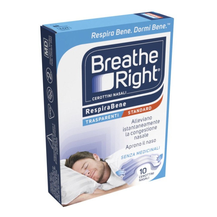 Breathe Right Cerotti Nasali Trasparenti Standard Adulti 10 Pezzi - Breathe Right