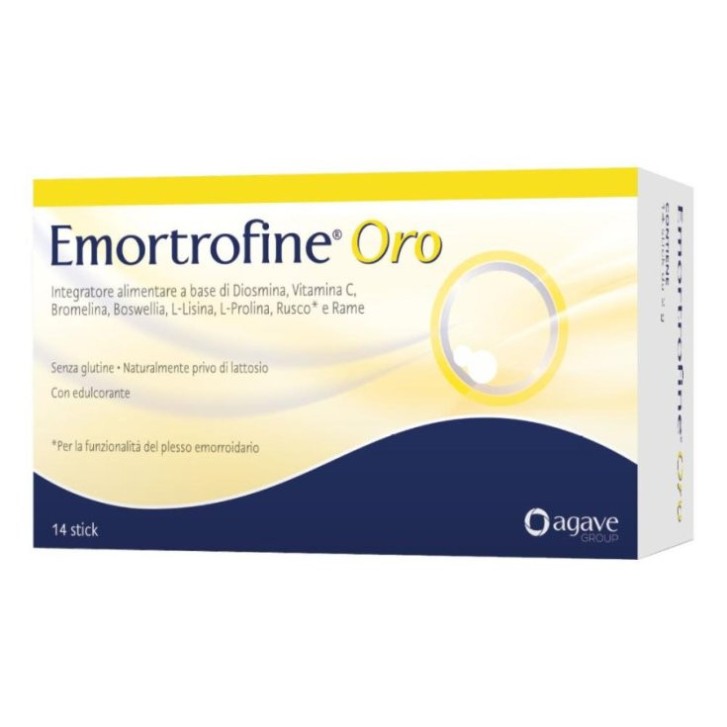 Emortrofine Oro Integratore per Plesso Emorroidario 14 Stick - AGAVE Srl Emortrofine Oro Integratore per Plesso Emorroidario 14 Stick - AGAVE Srl