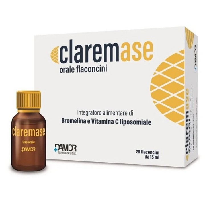 Claremase Integratore Drenante con Bromelina Vitamina C 20 Flaconcini - Farmaceutici Damor Claremase Integratore Drenante con Bromelina Vitamina C 20 Flaconcini - Farmaceutici Damor