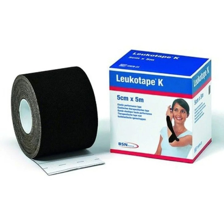 Leukotape K Benda Adesiva Fisioterapica Kinesiotaping 5cm x 5m Nero Cotone - Actimove