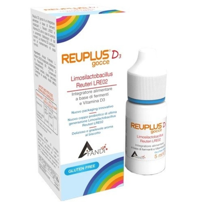 Reuplus D3 Integratore Probiotico con Lactobacillus reuteri e Vitamina D3 5ml Gocce - Afandi Reuplus D3 Integratore Probiotico con Lactobacillus reuteri e Vitamina D3 5ml Gocce - Afandi