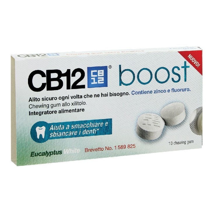 CB12 Boost Gomme da Masticare Eucalipto Senza Zucchero con Zinco Fluoruro 10pz - CB12 CB12 Boost Gomme da Masticare Eucalipto Senza Zucchero con Zinco Fluoruro 10pz - CB12