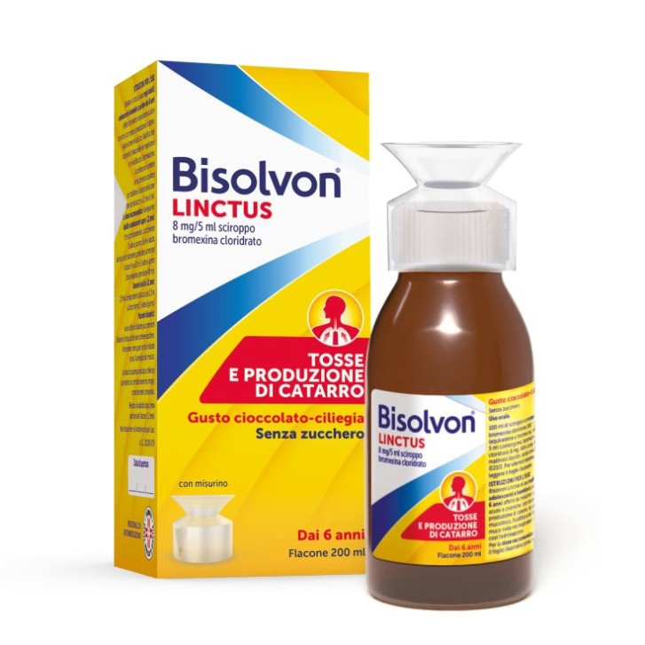 Bisolvon Linctus Sciroppo Mucolitico per Catarro e Tosse Grassa Cioccolato Ciliegia - Bisolvon