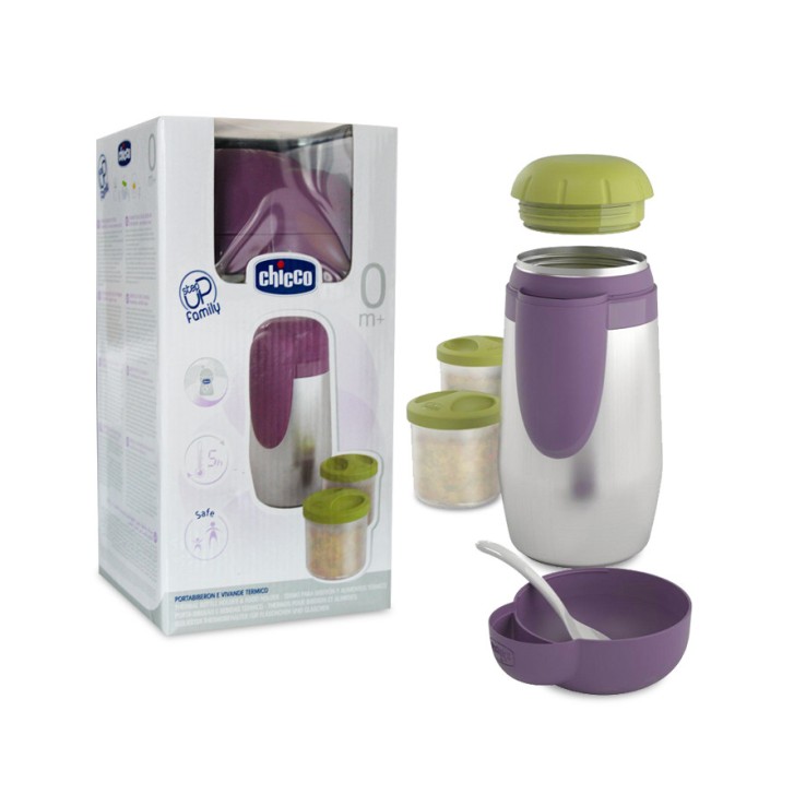 Chicco Portapappa Termico Acciaio Inox con 2 Contenitori
