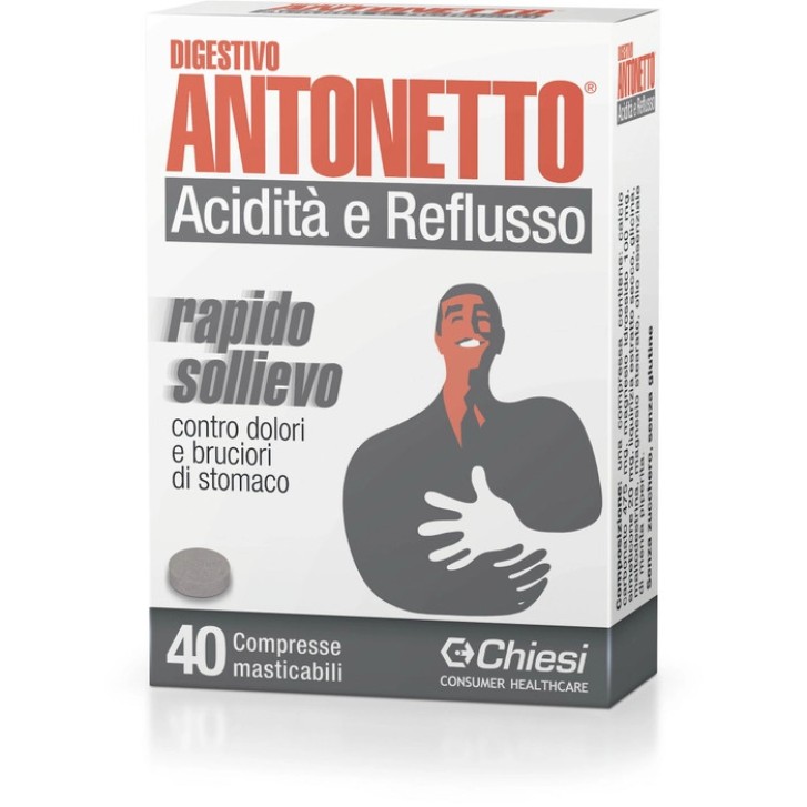 Digestivo Antonetto Acidità e Reflusso 40 Compresse Masticabili - Digestivo Antonetto