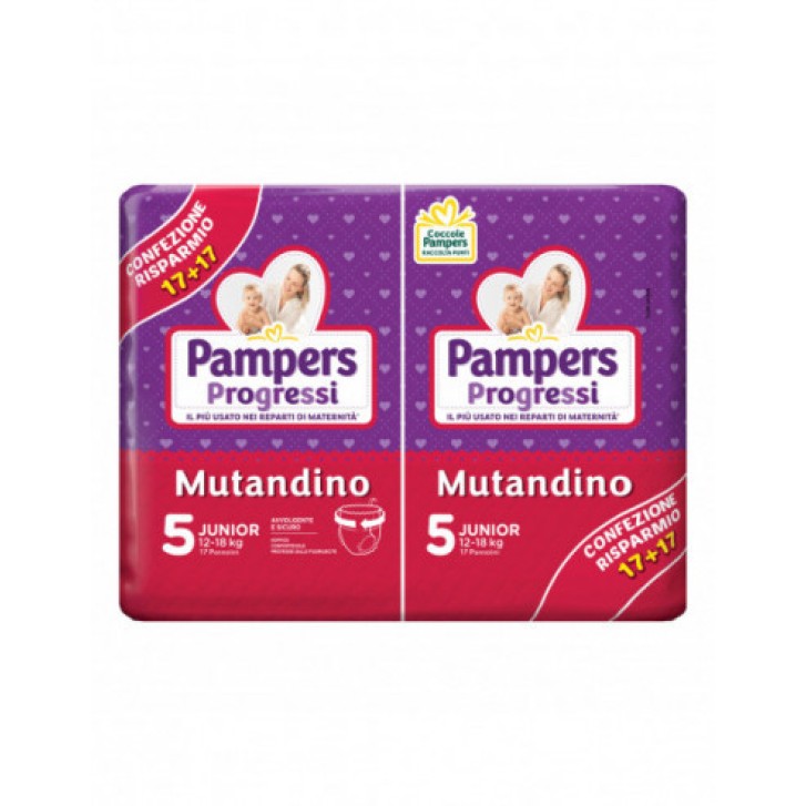 Pampers Progressi Mutandino Junior Taglia 5 (12-18 Kg) 34 Pannolini - Pampers