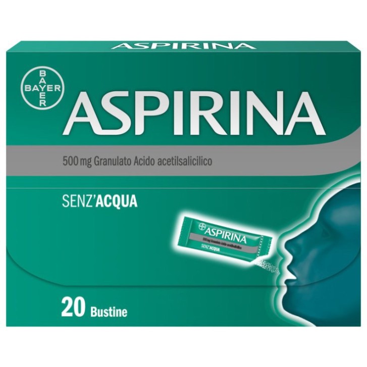 Aspirina Granulato 500mg Senza Acqua per Mal di Testa - 20 Bustine - Aspirina