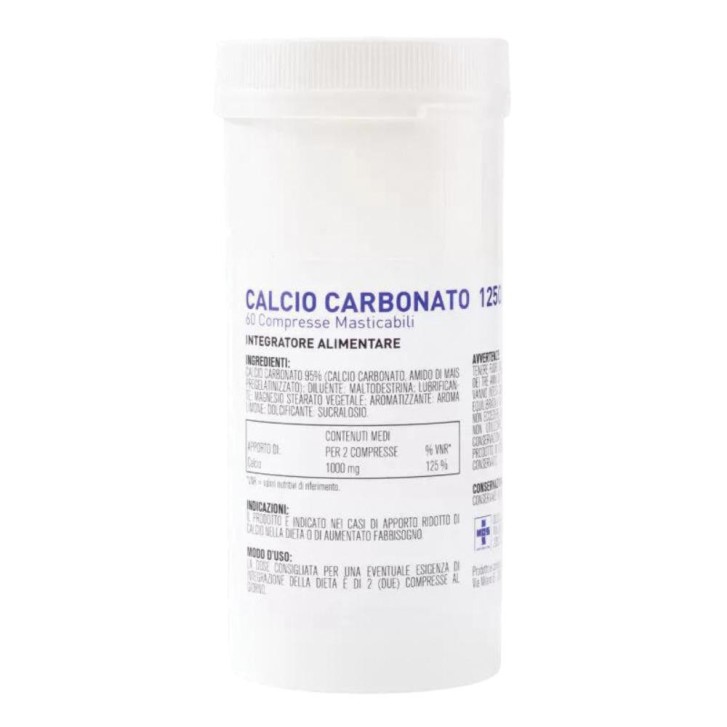 Calcio Carbonato Integratore per Apporto di Calcio 60 Compresse Masticabili - Olcelli Farmaceutici