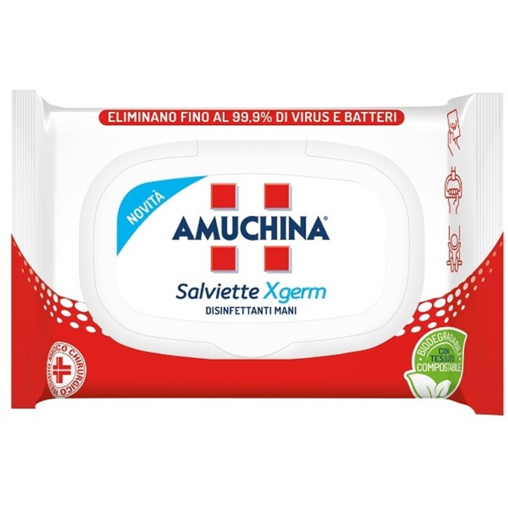 Salviette Disinfettanti Mani Biodegradabili Senza Alcool 20 Pezzi - AMUCHINA