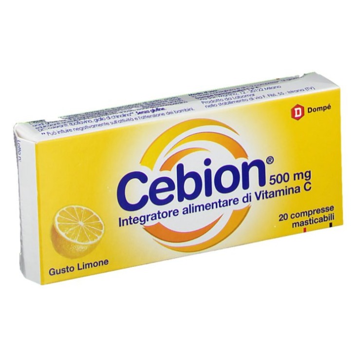 Cebion Vitamina C Integratore 500mg 20 Compresse Masticabili Limone Senza Glutine - Cebion