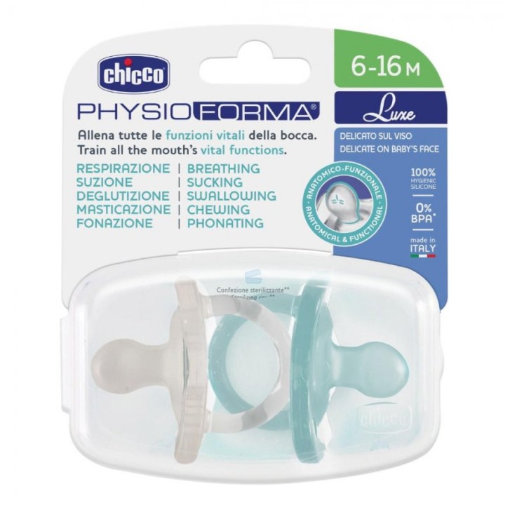 Chicco Physioforma Soft Luxe 6-16 Mesi Succhietto per Bambino 2 Pezzi - Chicco